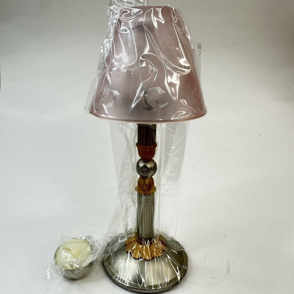 Russ Berrie Reflections Of Living Pewter Frosted Glass Lamp Votive Tea Light